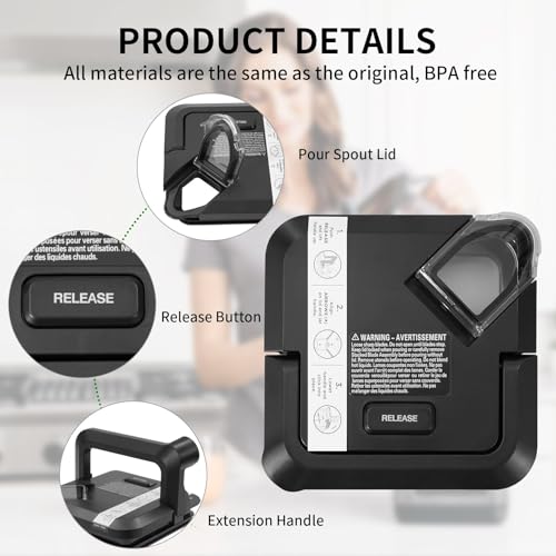 72 oz Blender Locking Lid Replacement with Rim Extension