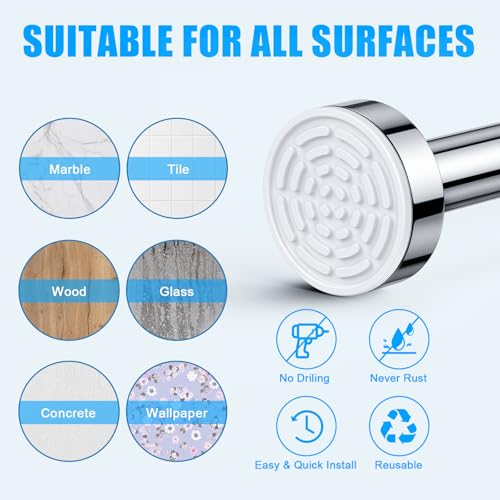 TEECK Adjustable Shower Curtain Rod 32-80 Inch Stainless Steel Tension Rod