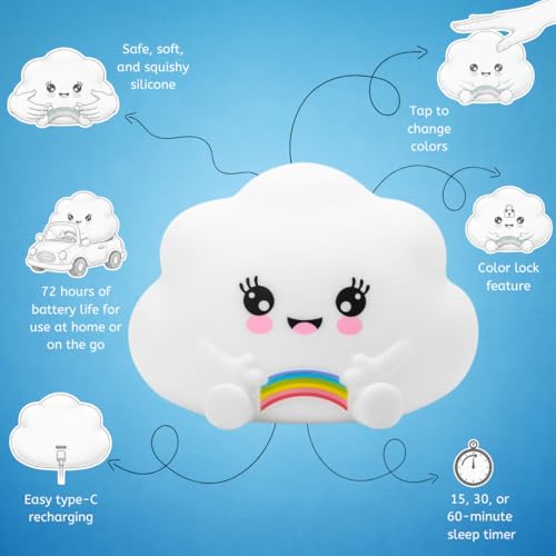 Cloud Night Light for Kids, Rechargeable Silicone Color Changing Lamp