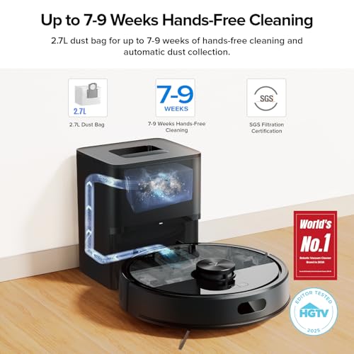 Robot Vacuum and Mop with Self-Empty Station, 10000Pa Suction, LiDAR Mapping