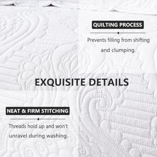 3-Piece White Daybed Cover Set - Twin Size Microfiber Quilt Bedding