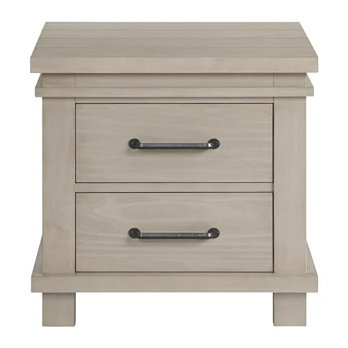2-Drawer Nursery Nightstand with Soft-Close Glides, Stone Wash Finish