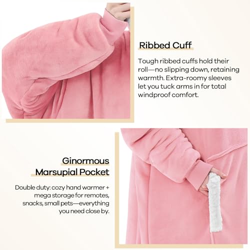 Yescool Oversized Pink Wearable Blanket Hoodie - Halloween Gift