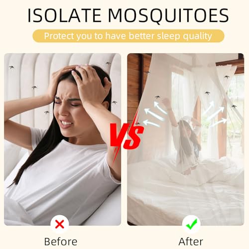 White Rectangular Bed Canopy Mosquito Net - 75 x 35.5 x 60 Inch Fine Mesh