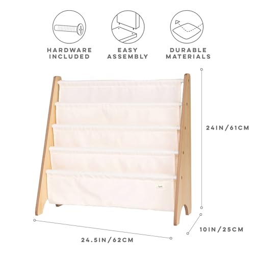 4-Tier Recycled Kids Bookshelf - Front-Facing Toddler Book Organizer