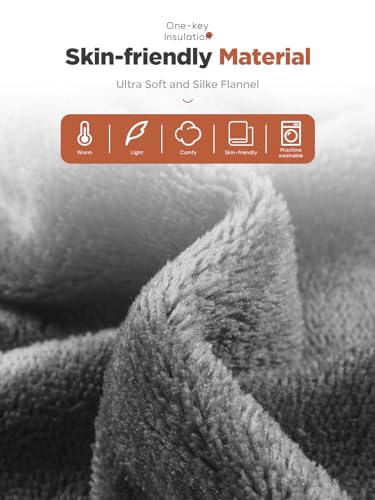 Electric Heated Throw Blanket - Soft Flannel, 8 Heat Levels, 1-9 Hour Timer, Machine Washable