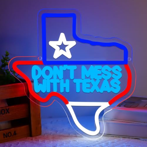 DON'T MESS WITH TEXAS Neon Wall Sign - Funny LED Decor for Bedroom, Man Cave, Dorm, Holiday Gift