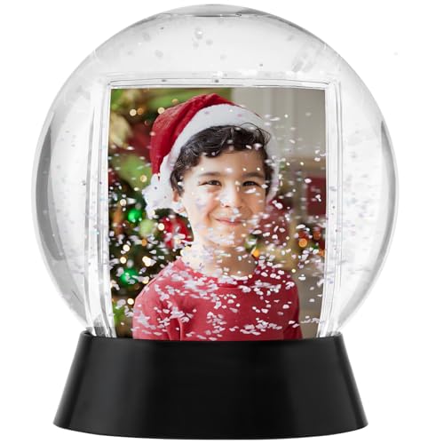 DIY Double-Sided Photo Snow Globe - Sphere Picture Frame with Black Base