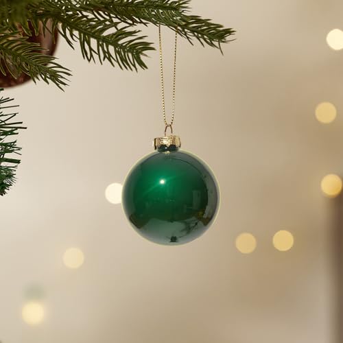 DN DECONATION Green Glass Christmas Ornament Set with 3 Effects, 9 Pieces