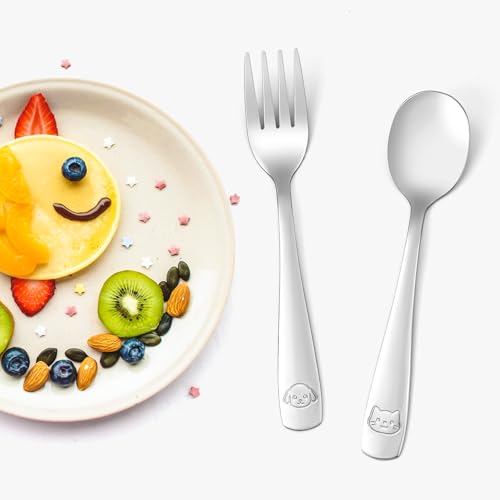 6-Piece Stainless Steel Toddler Utensils Set with Forks and Spoons