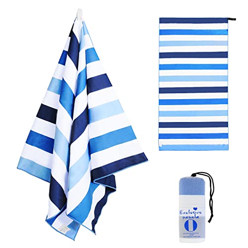 Microfiber Beach Towel, 30x60 Inch Lightweight Sand-Free Pool Towel with Bag