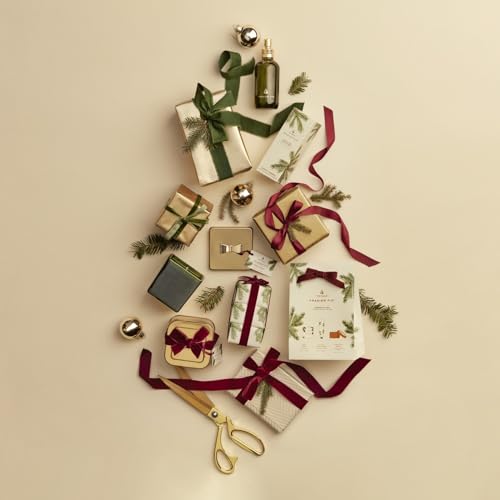 Thymes Frasier Fir Reed Diffuser Set, Green Glass Bottle, 4 fl oz – Pine Needle Fragrance