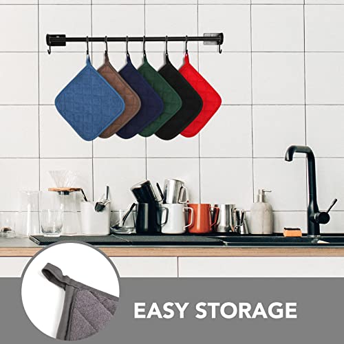 Heat Resistant Pot Holders Set of 4 - Grey Quilted Hot Pads for Kitchen
