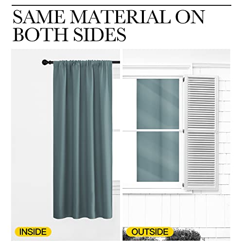 Greyish Blue Blackout Curtains - 29" x 30" - 2 Panels, Thermal Insulated