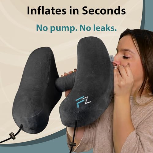 Inflatable Neck Pillow for Travel - H-Shape Hooded Airplane Pillow