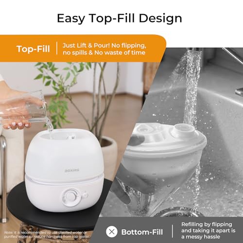 3L Top Fill Cool Mist Humidifier for Bedroom with Essential Oil Tray