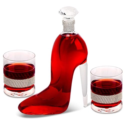 High Heel Whiskey Decanter Set 750ml with 2x350ml Glasses – Glass Shoe Gift