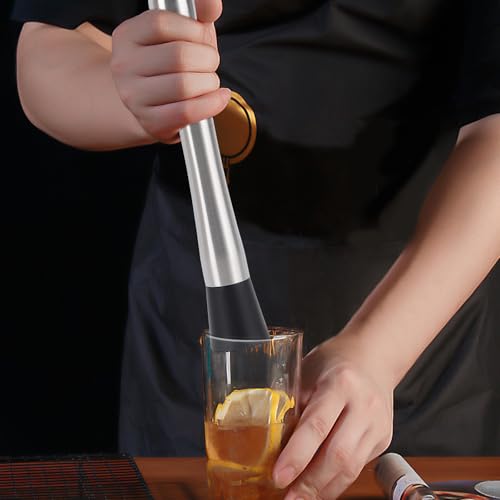 4 Pack Stainless Steel Cocktail Muddlers - 8.3 Inch Fruit & Herb Crusher for Bar & Home Use
