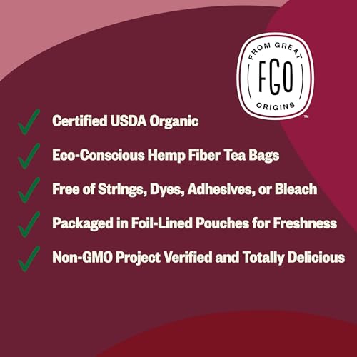 FGO Organic Hibiscus Tea Bags 100 Count Caffeine Free Herbal Tea
