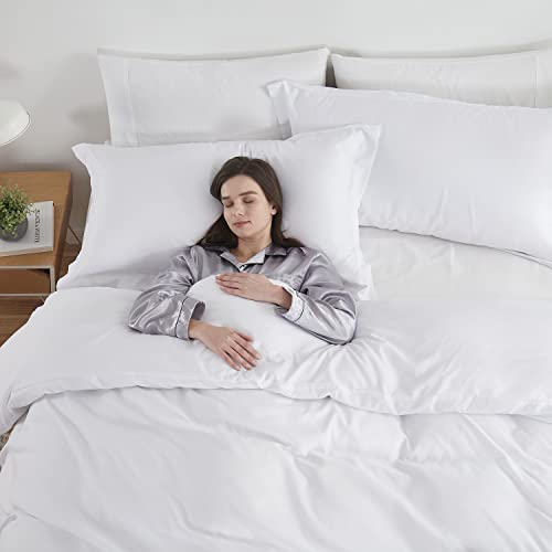 Soft Brushed Microfiber Duvet Cover Set - King Size White 3-Piece Bedding