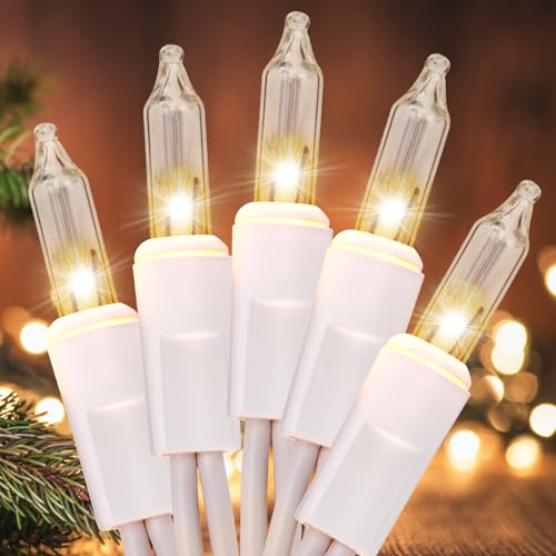 Meteds 100 Count Clear Christmas String Lights Warm White Wire UL Listed