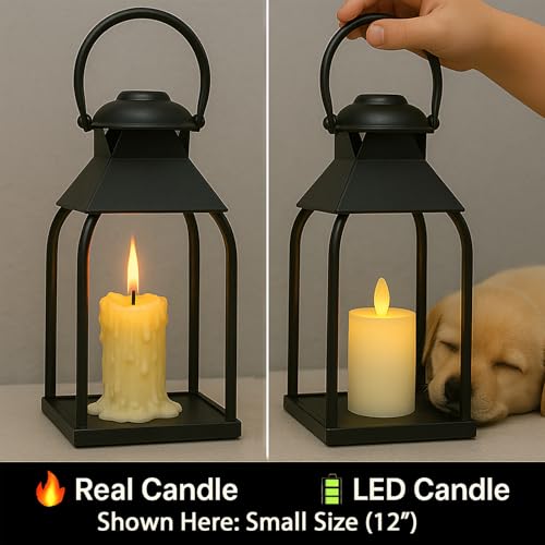 Decorative Metal Lanterns Set of 3 for Indoor & Outdoor Use