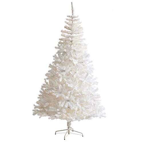 8ft Artificial White Christmas Tree with 1500 Bendable Branches - Realistic Holiday Decor