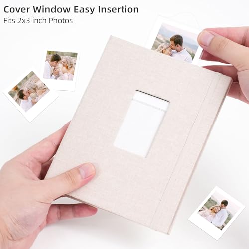 2x3 Inch Mini Photo Album - 208 Pocket Archival Safe Memory Book, Beige