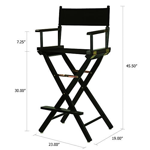 30-Inch Solid Wood Director's Chair, Foldable Bar Height Seat