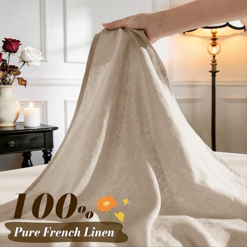 100% French Linen King Sheet Set - Natural Cooling Bedding 4-Piece