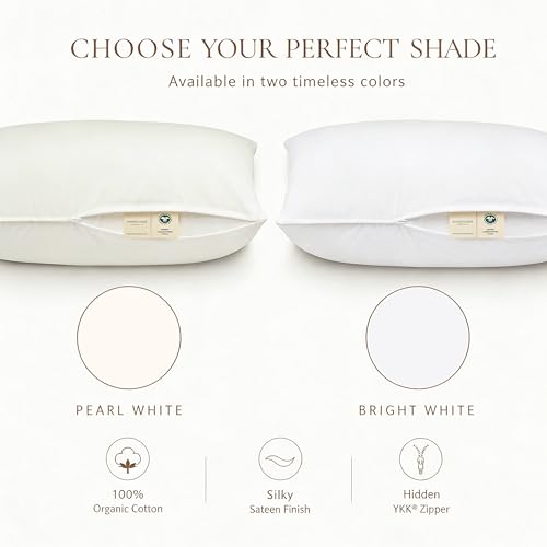 Organic Cotton Pillow Protectors - Set of 2, King Size Zippered Case