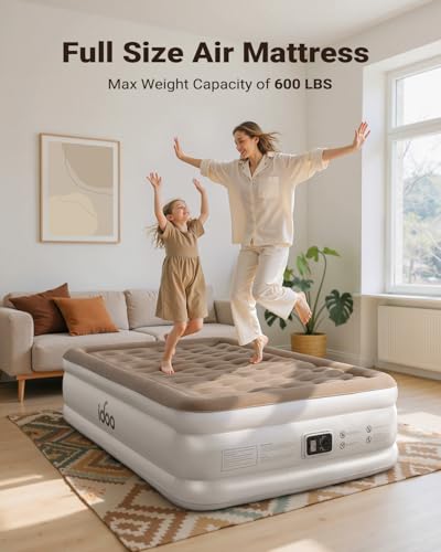 Full Size Air Mattress with Built-in Pump | Fast Inflation & Waterproof