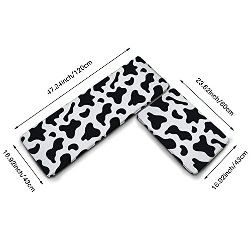 Cowhide Milk Cow Print Kitchen Rug Set - Non-Slip Washable Floor Mats, 2-Piece