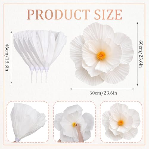 Riceshoot 4 Pcs 24in White Giant Christmas Paper Flowers - Xmas Wall Decor