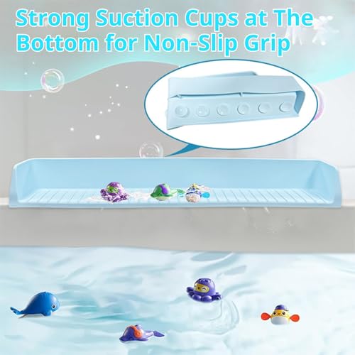 Silicone Bathtub Splash Guard for Kids with Toy Organizer Shelf