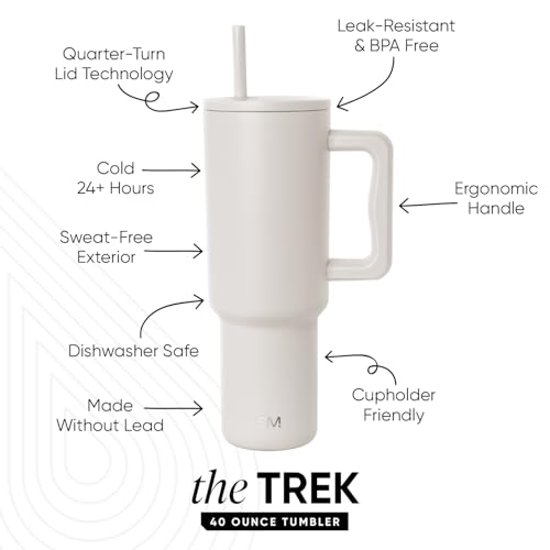 40 oz Insulated Stainless Steel Tumbler with Handle and Straw - Almond Birch