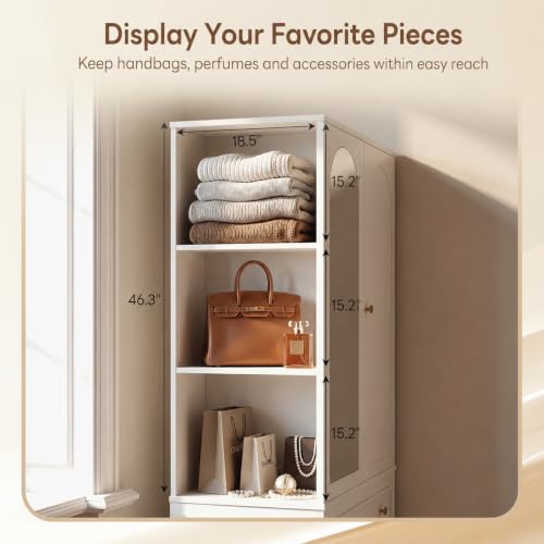 71-Inch Freestanding Wardrobe Closet with Full-Length Mirror and Drawers