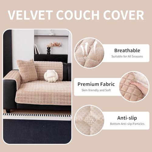Velvet Sectional Sofa Cover - Non-Slip Washable Furniture Protector