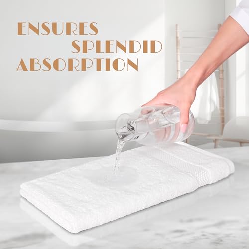 100% Cotton White Hand Towels 16x27 Inches - 12 Pack Quick Dry Towels
