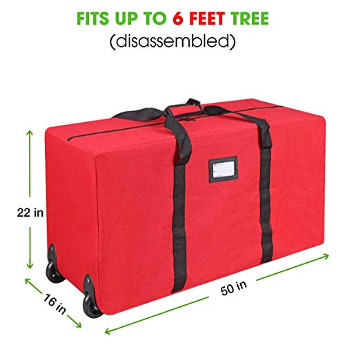 Primode Red Christmas Tree Storage Bag Fits up to 7.5 Ft Disassembled Holiday Tree