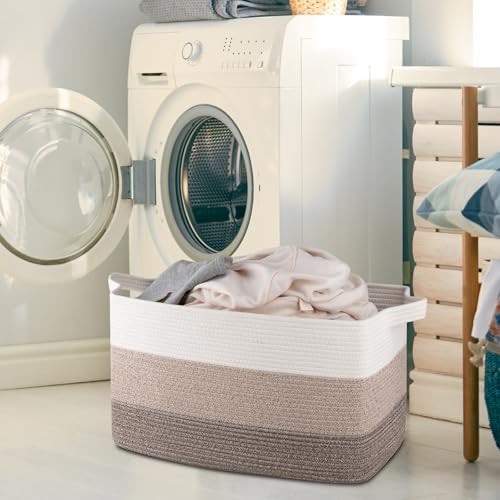 Extra Large Cotton Rope Blanket Basket - 95L Woven Storage Bin for Toys