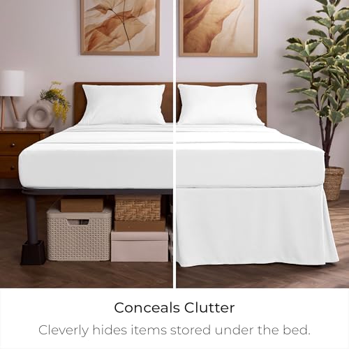 Queen Bed Skirt 15-Inch Pleated Drop - Brushed Microfiber Dust Ruffle