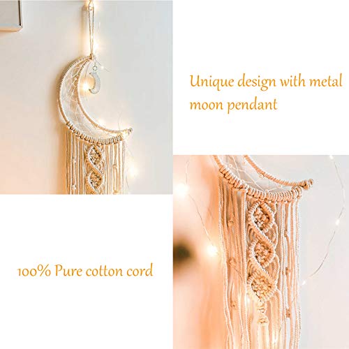 2-Piece Moon and Star Macrame Dream Catcher Wall Hanging Decor
