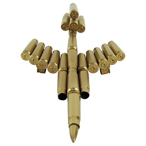 Military Jet Airplane Model Made from Bullet Shell Casings 9-Inch Gold
