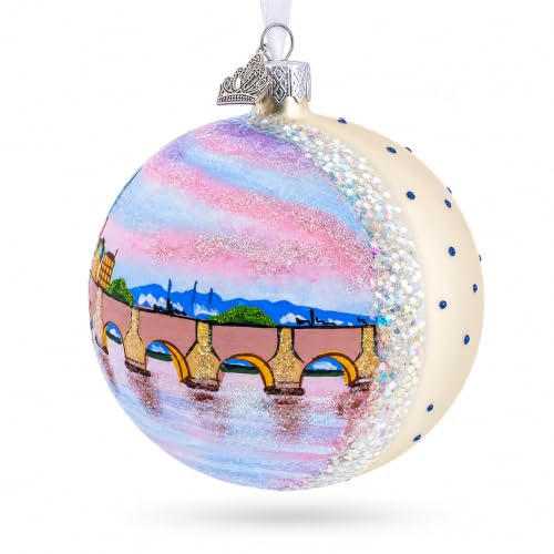 Karluv Most Prague Glass Ball Ornament - 4 Inch Hand-Painted Christmas Decoration