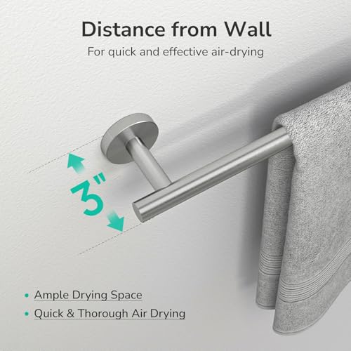 USHOWER 24-Inch Brushed Nickel Bathroom Towel Bar, Wall Mounted Stainless Steel