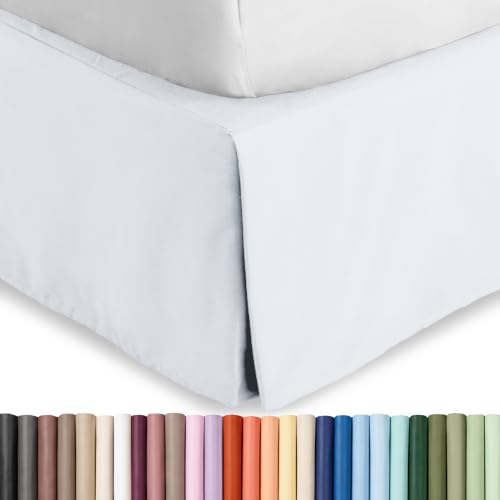 Queen Microfiber Bed Skirt - 15-Inch Drop Tailored Pleated Dust Ruffle