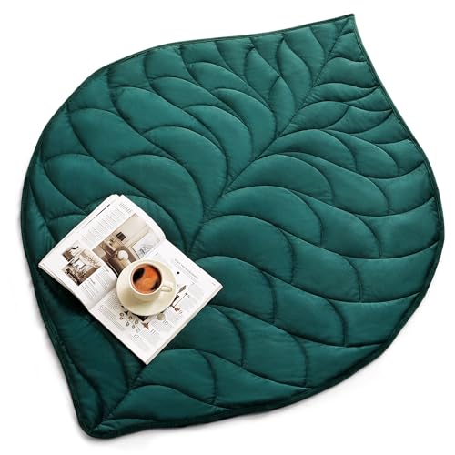 Weighted Lap Blanket 7 lbs - 41" x 53" Leaf Pattern Green Velvet