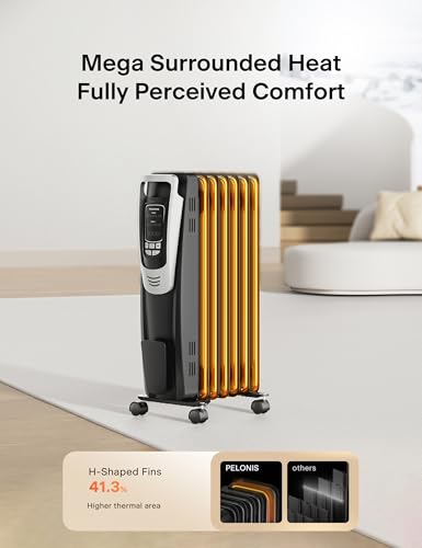 Oil Filled Radiator Heater with Remote, 1500W Quiet Space Heater