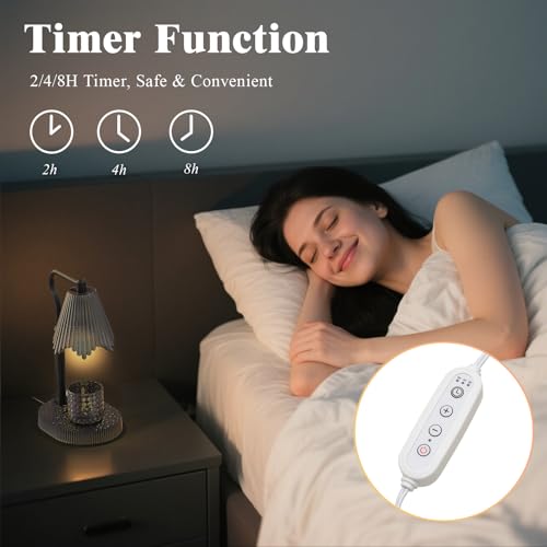 Flameless Candle Warmer Lamp with Timer & Dimmer, Adjustable Height